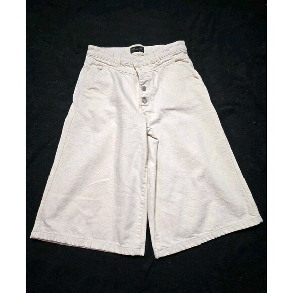 Banana Republic White High-Rise Wide-Leg Crop Jeans Size 8 29x17 - Picture 1 of 14